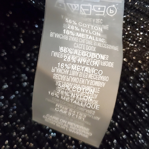 Tommy Hilfiger Womens Black Metalic Sweater M Ruffle Shirtsleeves - Picture 4 of 8